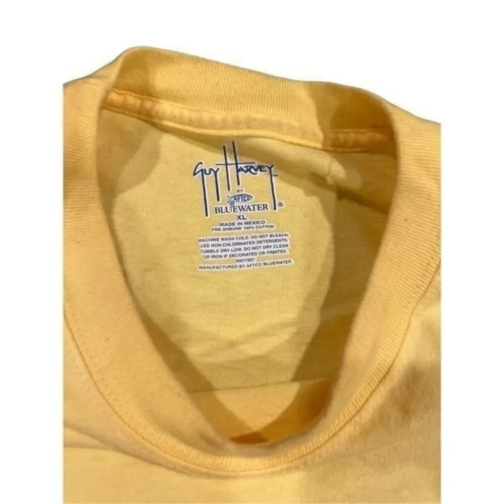 Vintage Guy Harvey Marlin Boat blue-Print Yellow Tee - Picture 8 of 8